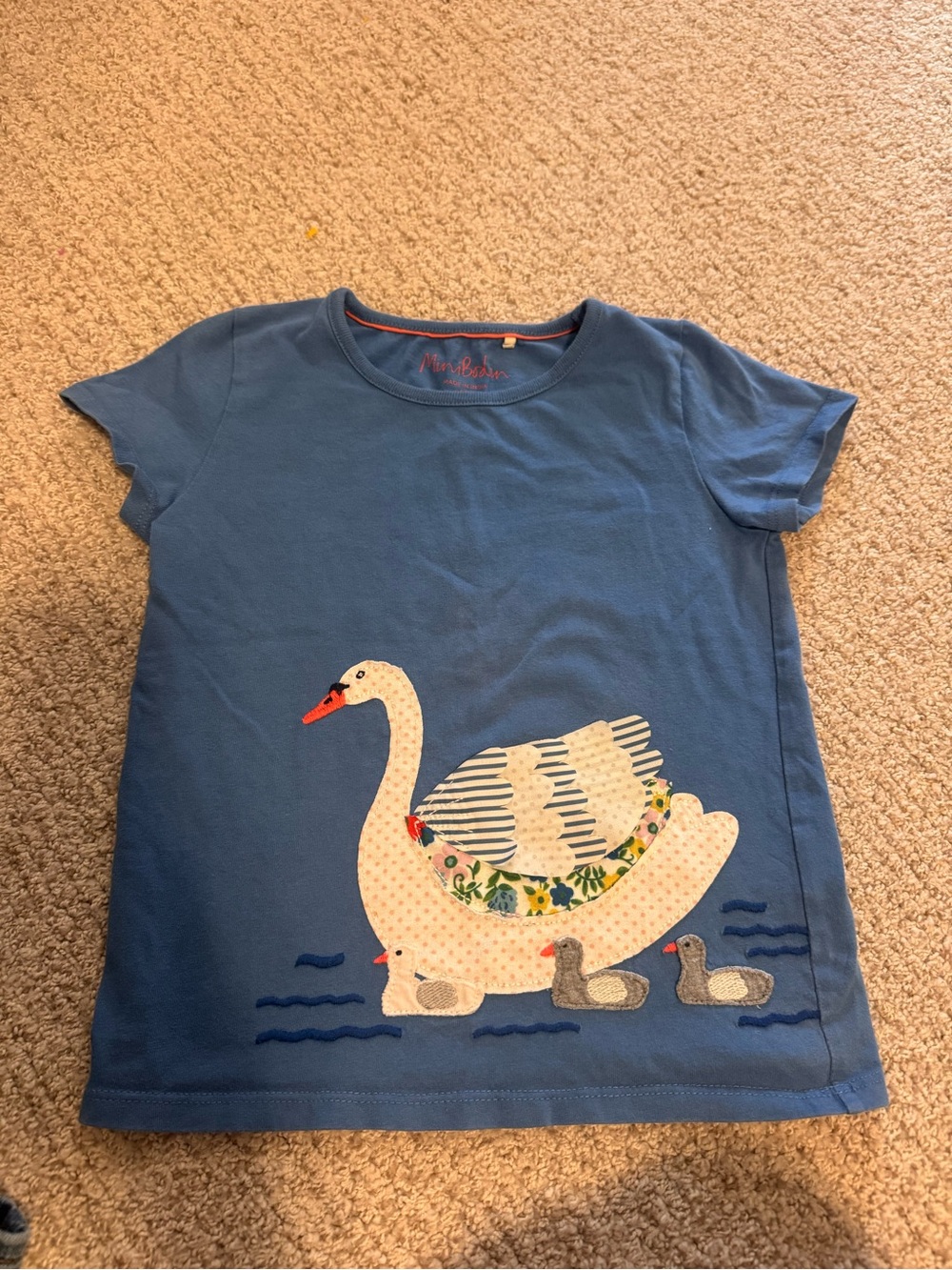Mini Boden Blue Swan & Duckling Appliqué Tee